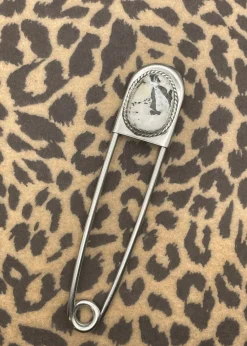 White Buffalo Turquoise Jumbo Safety Pin Keychain Soft White Clearance