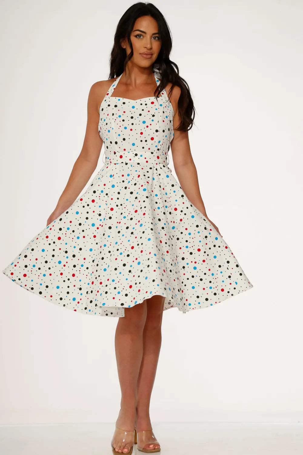 Candy Halter Swing Dress White Outlet