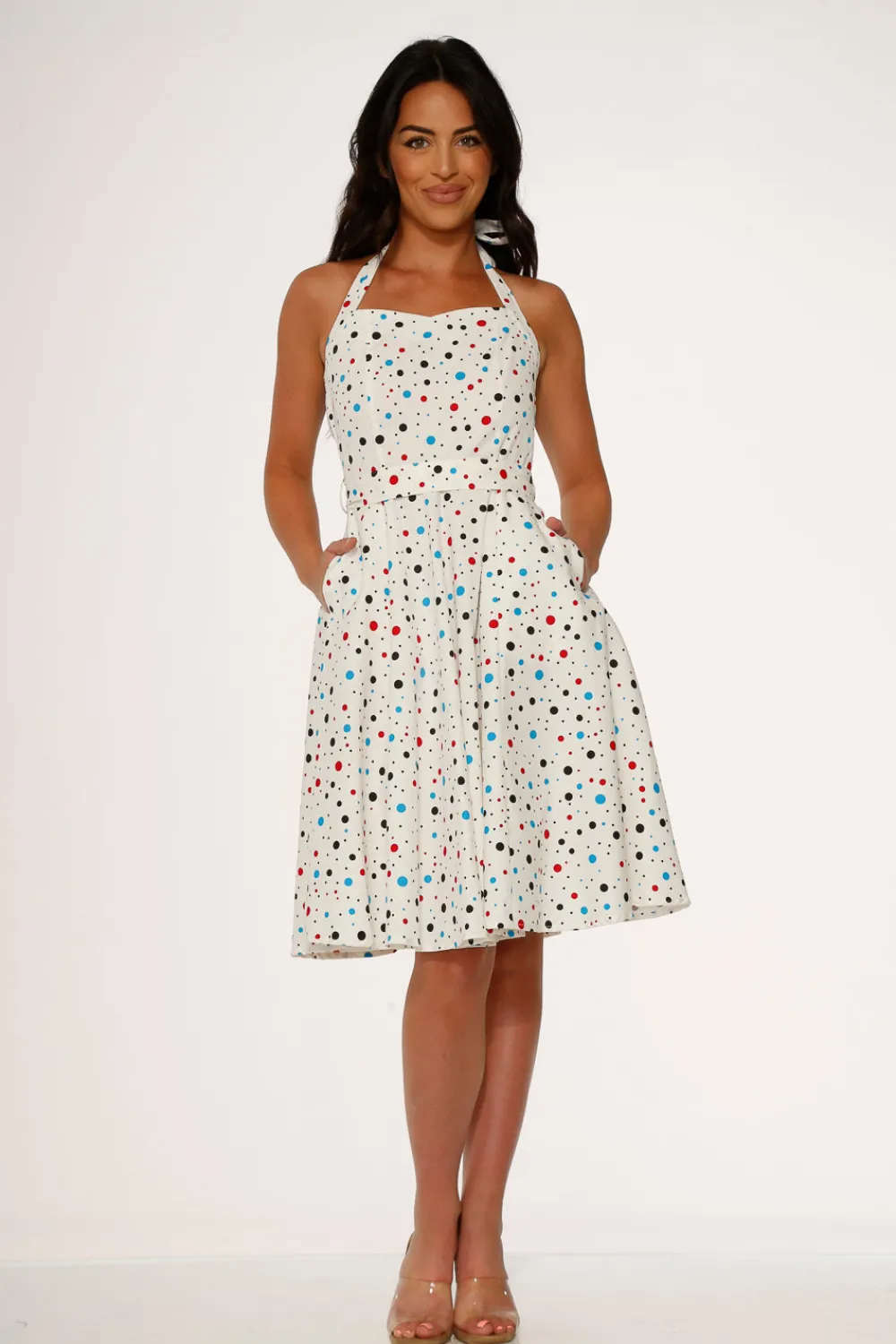 Candy Halter Swing Dress White Outlet