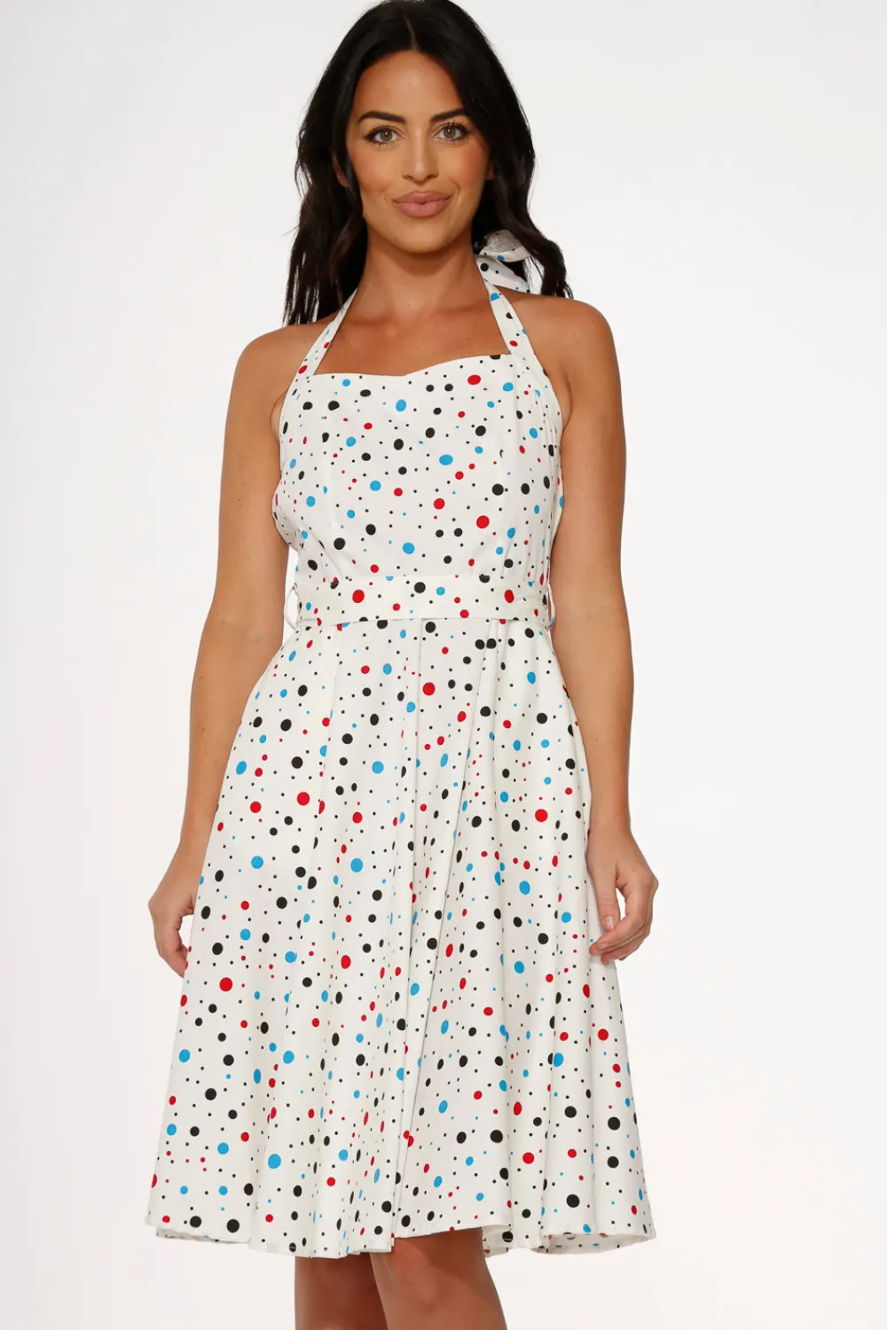 Candy Halter Swing Dress White Outlet