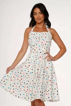 Candy Halter Swing Dress White Outlet