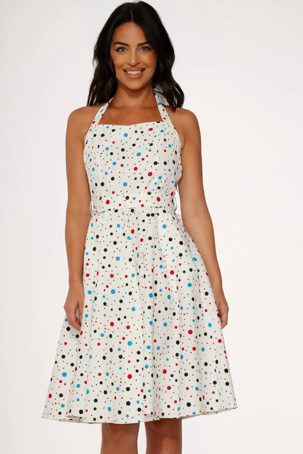 Candy Halter Swing Dress White Outlet