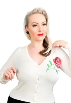White Rose V-Neck Cardigan Best