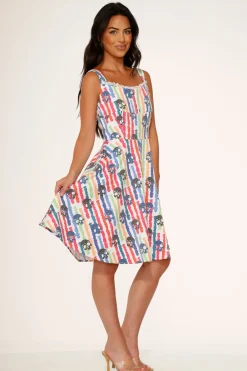 White Skulls Rainbow Swing Dress Online