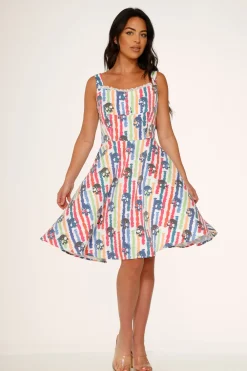 White Skulls Rainbow Swing Dress Online