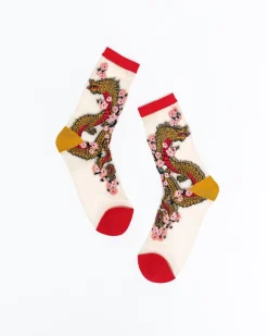 Year of the Dragon Sheer Crew Sock New