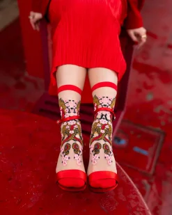 Year of the Dragon Sheer Crew Sock New