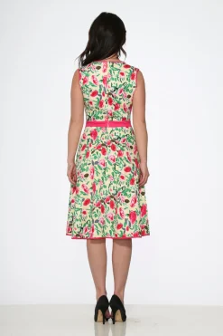 Yellow and Red Rose Swing Dress New