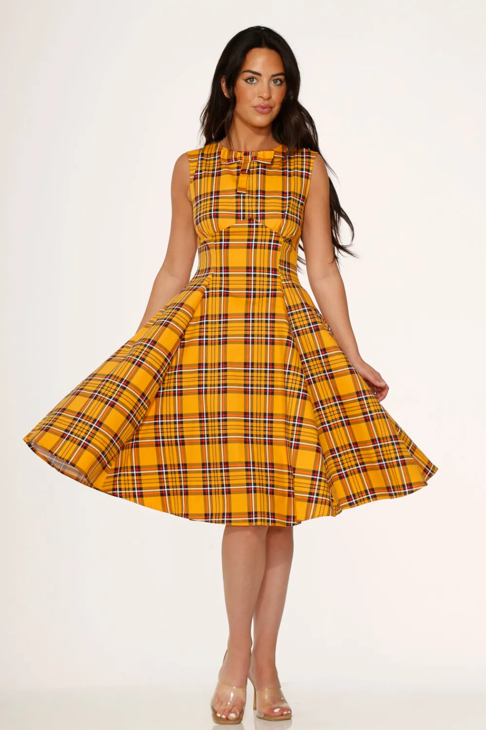 Orchid Bloom Clothing Yellow Plaid Swing Dress Outlet