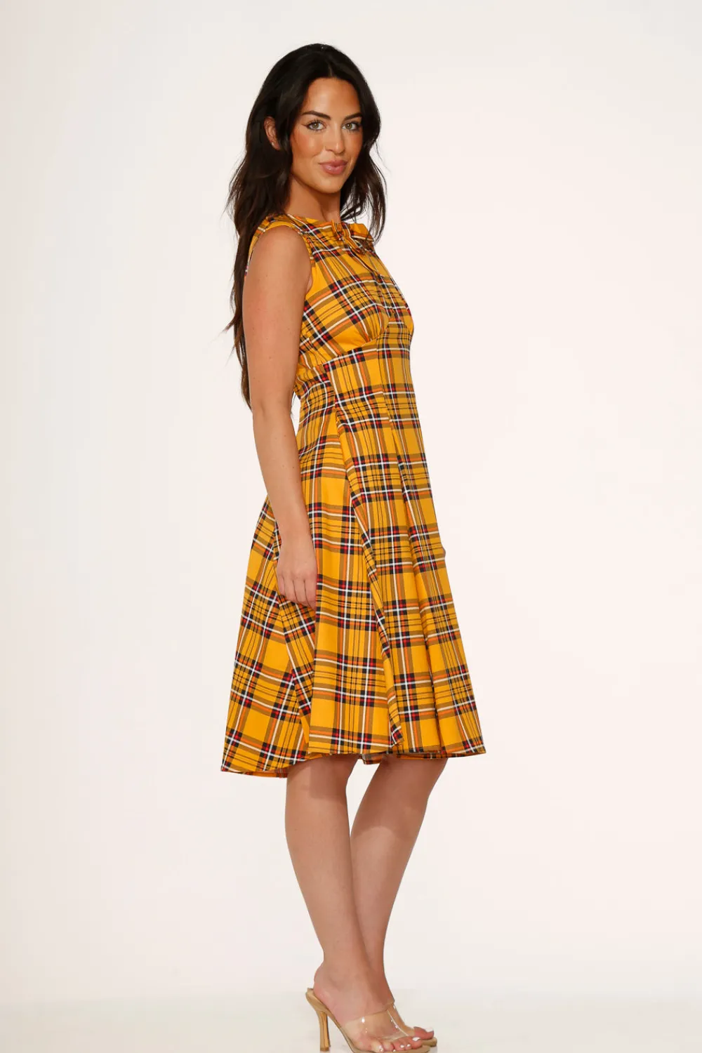 Orchid Bloom Clothing Yellow Plaid Swing Dress Outlet