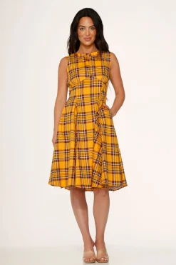 Orchid Bloom Clothing Yellow Plaid Swing Dress Outlet