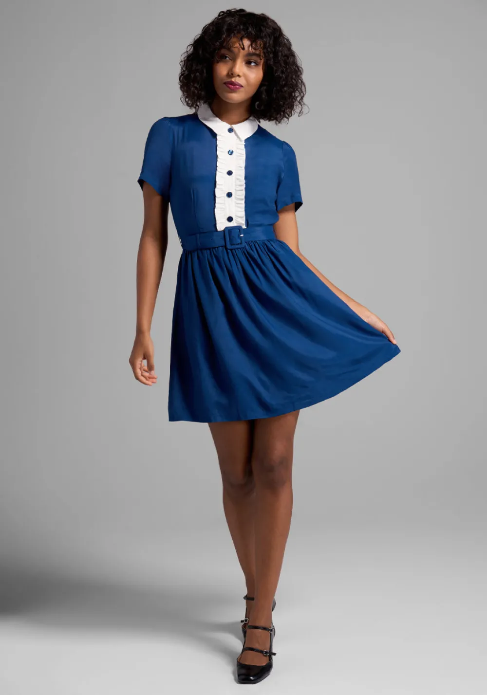 ModCloth Yes, Darling Fit and Flare Dress Blue Best