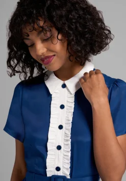 ModCloth Yes, Darling Fit and Flare Dress Blue Best